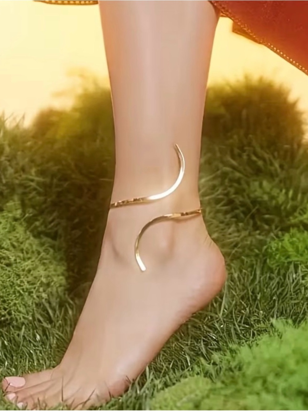 Gold Sculptural Wrap Anklet Bracelet